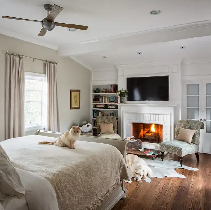 Master bedroom with fireplace