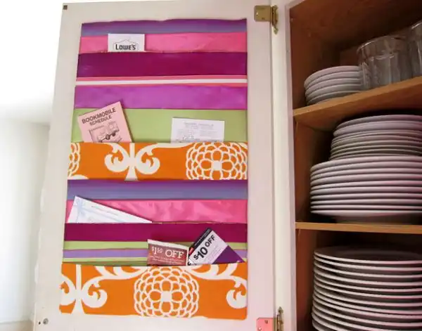 Memo board behind cabinet doors