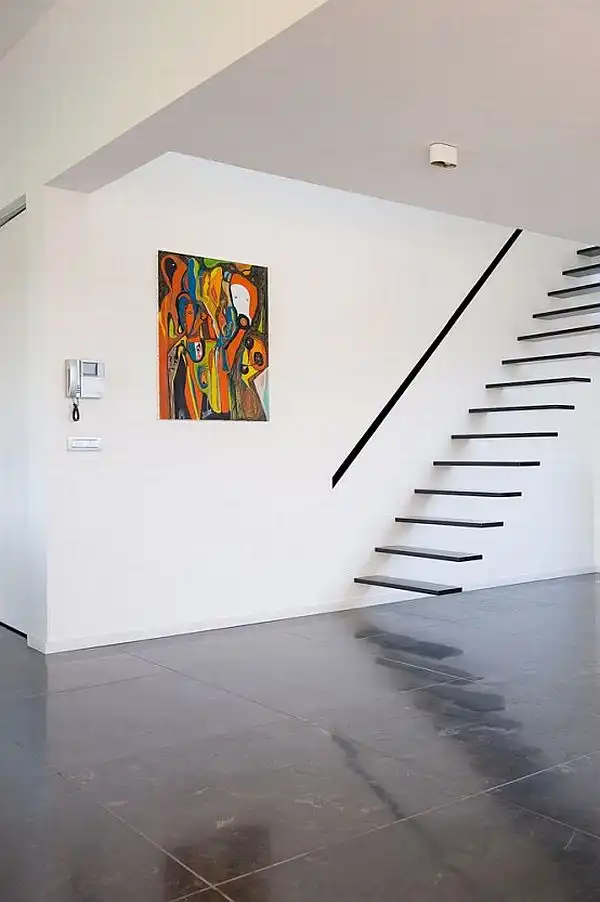 Minimal black floating staircase
