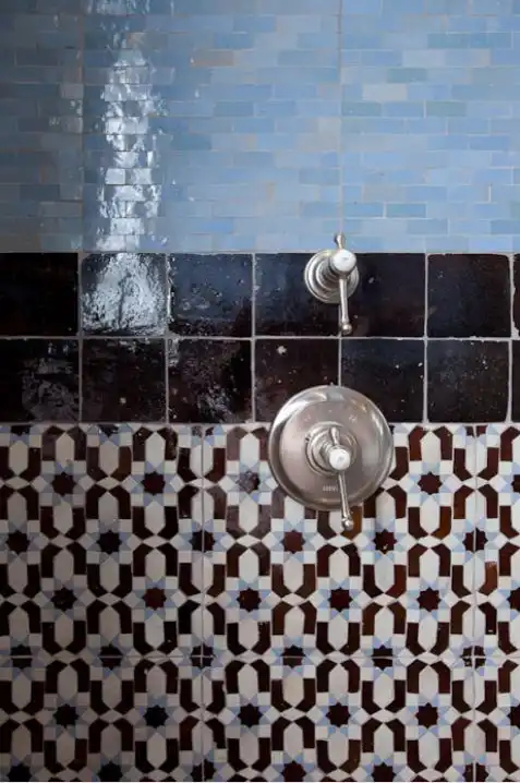 Mix and matched shower tiles