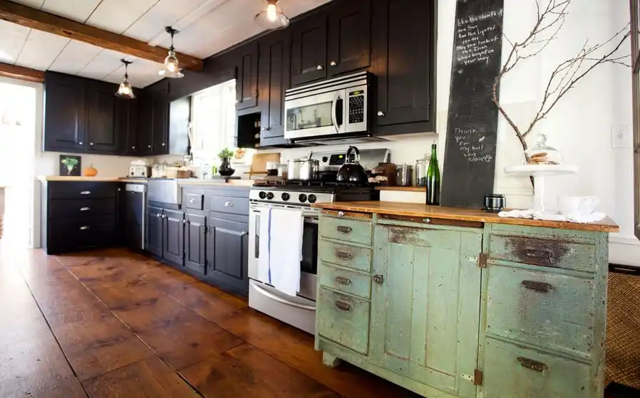 black cabinets