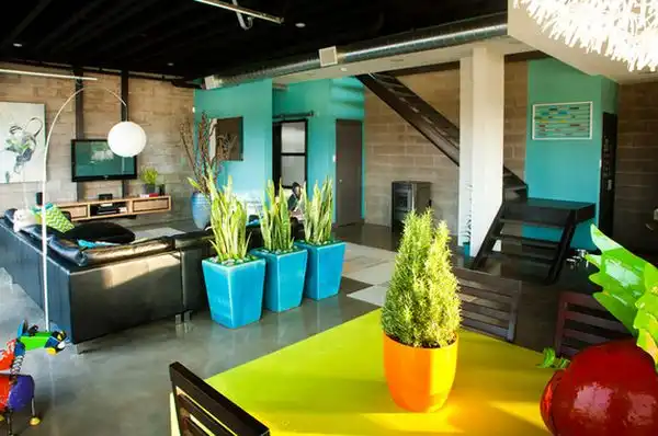 garage space with plants