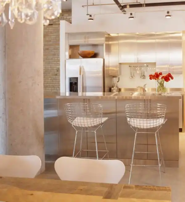 Modern kitchen bar chairs stainless design