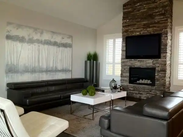 Modern living room tone fireplace