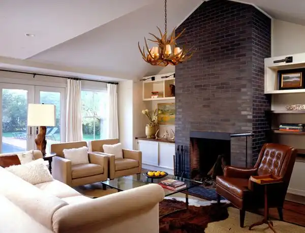 Modern painted fireplace bricks