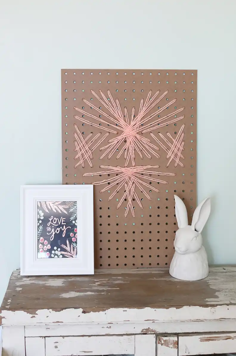 modern pegboard cross stitched heart