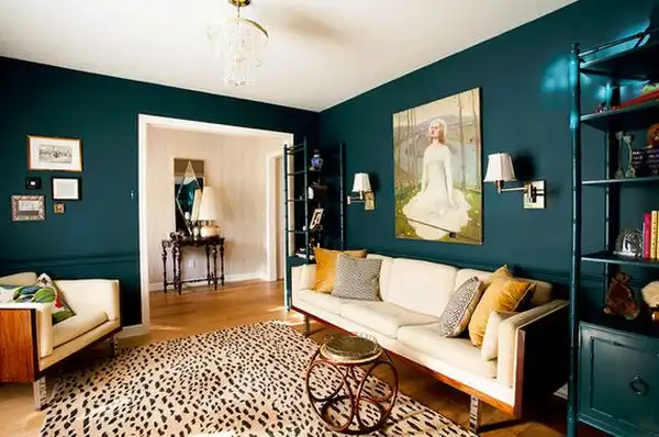 Moore dark harbour design paint living room