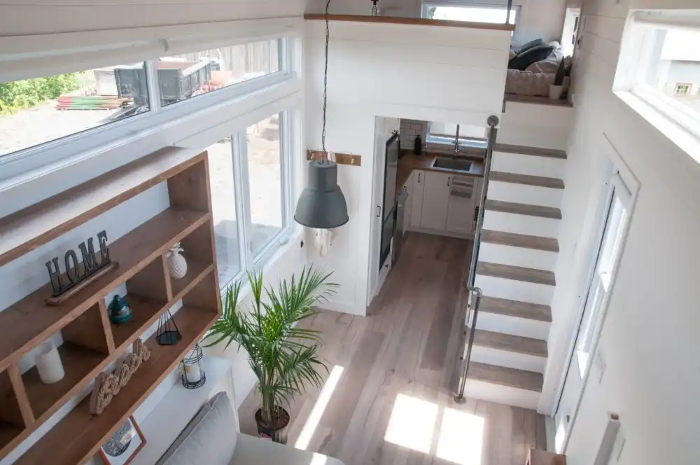 Off grid Eucalyptus tiny home interior