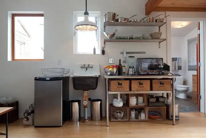 Old garage into a family home kitchen