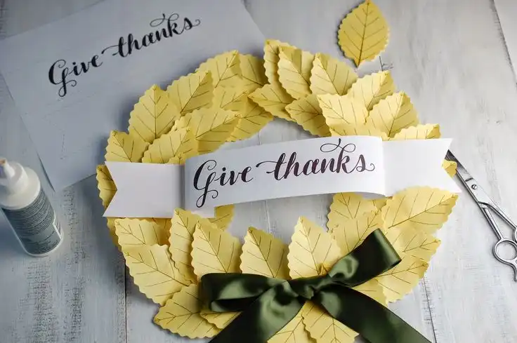 paper leaf calligraphy fall wreath