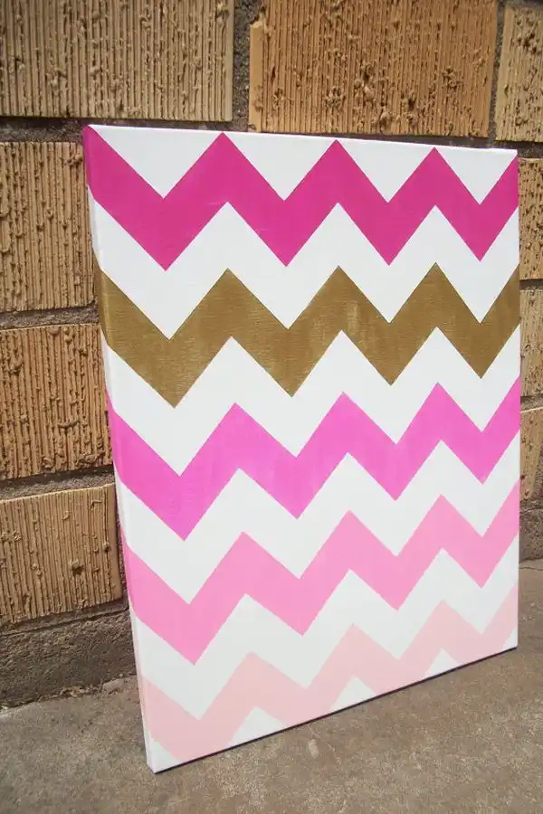 Pink ombre chevron canvas
