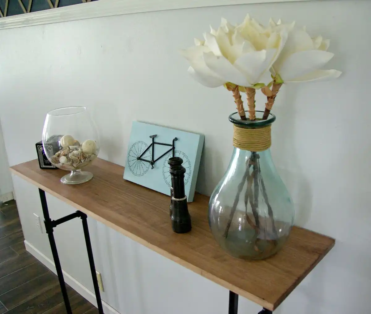 Pipes console table entryway
