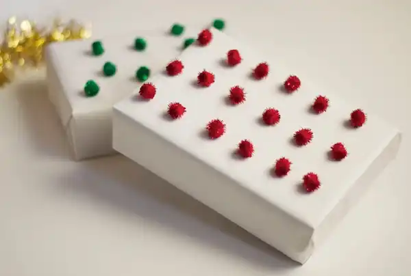 Pom pom gift wrapper