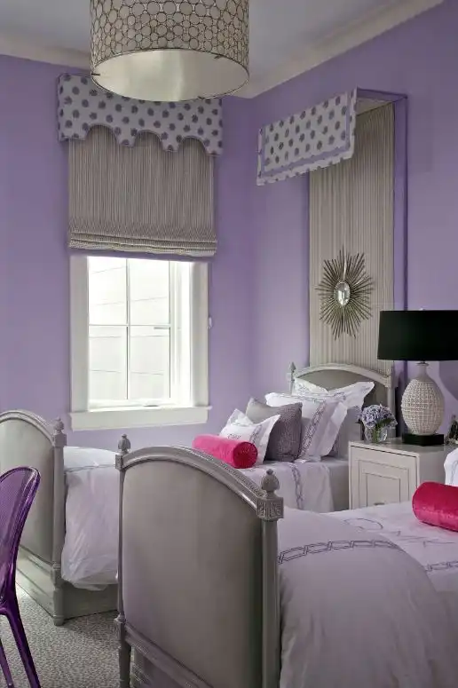 Purple amethyst girl room colors with two beds