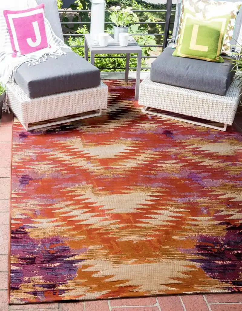 Red modern pattern ourdoor rug