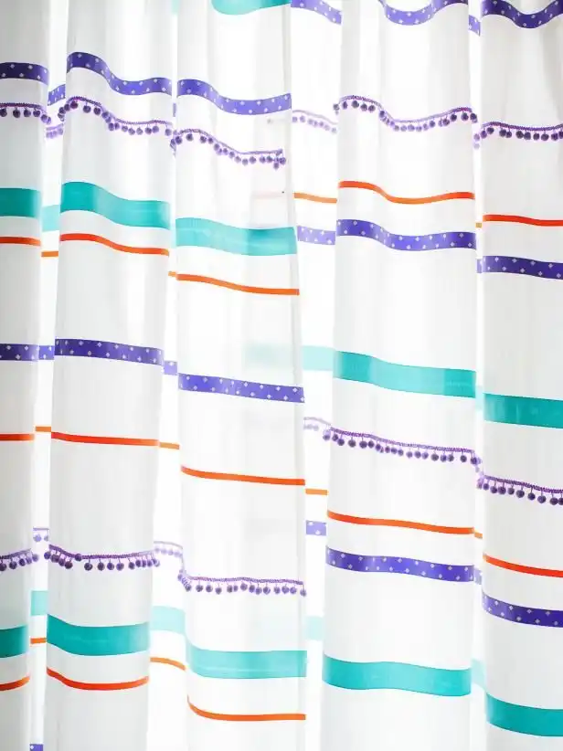 Ribbon curtains and pompom