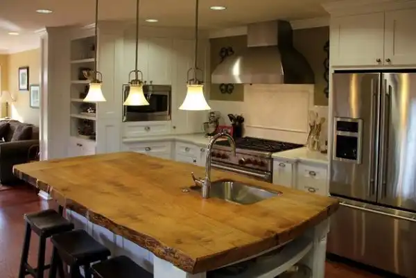 Rustic edge kitchen top island