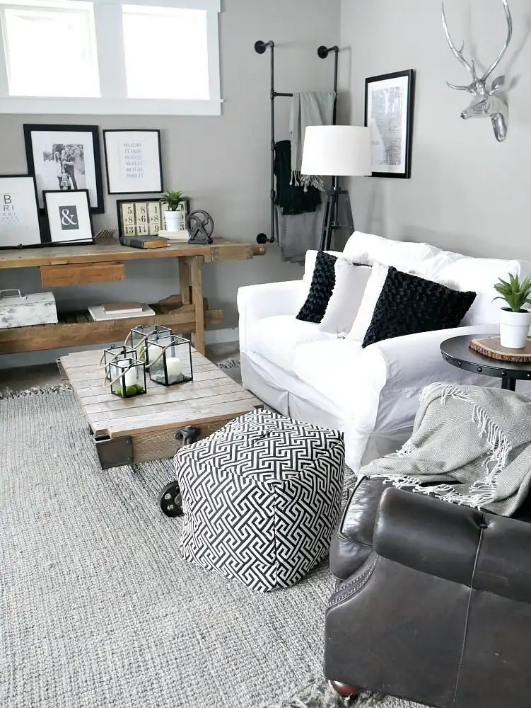 Rustic living room with light wood