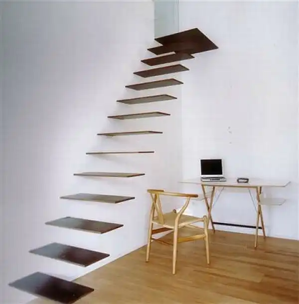 Sculptrual steel floating staircase