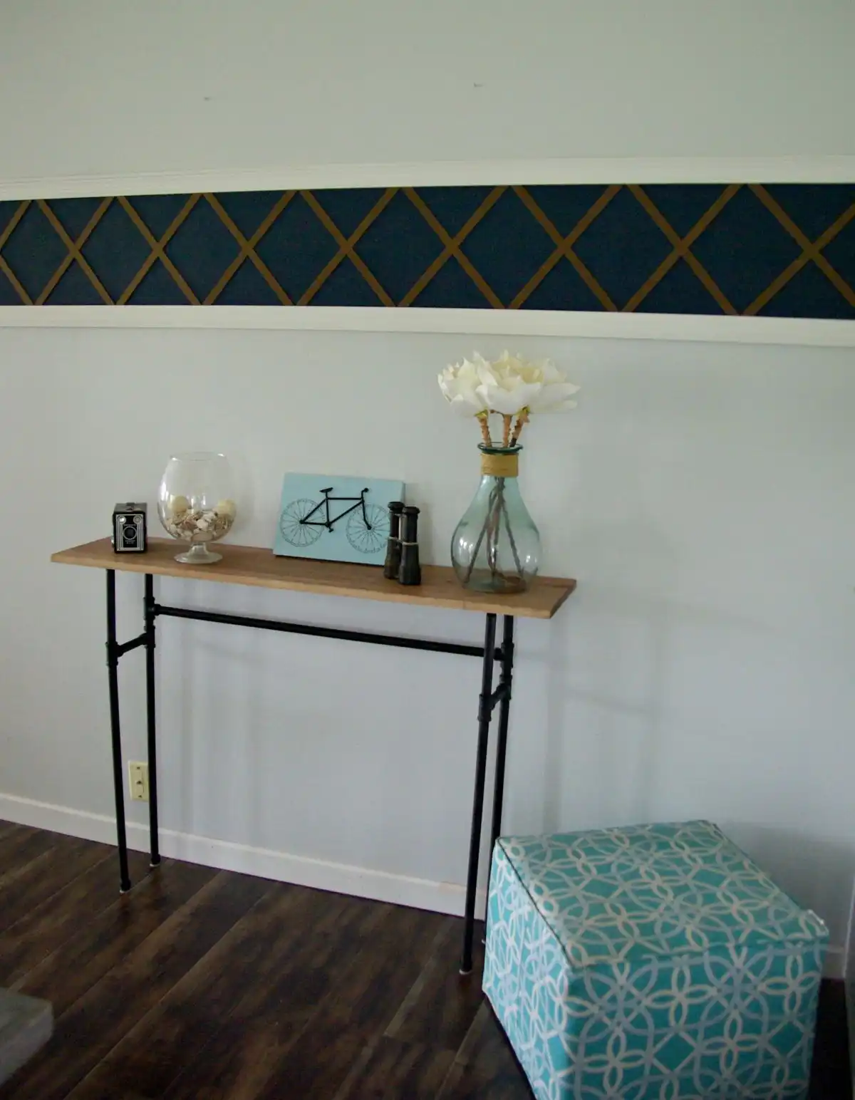Seating area with console table