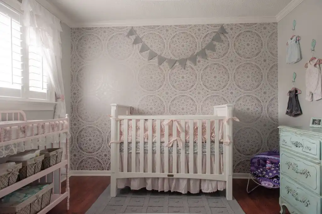 Shabby chic gray nursery room