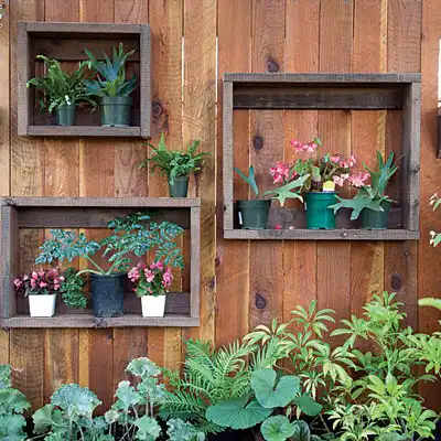 Shadow boxes on a fence