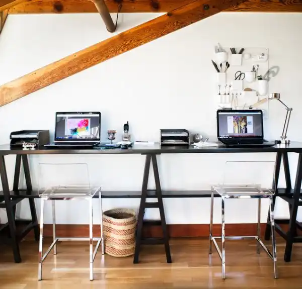 Shared desk ghost chairs