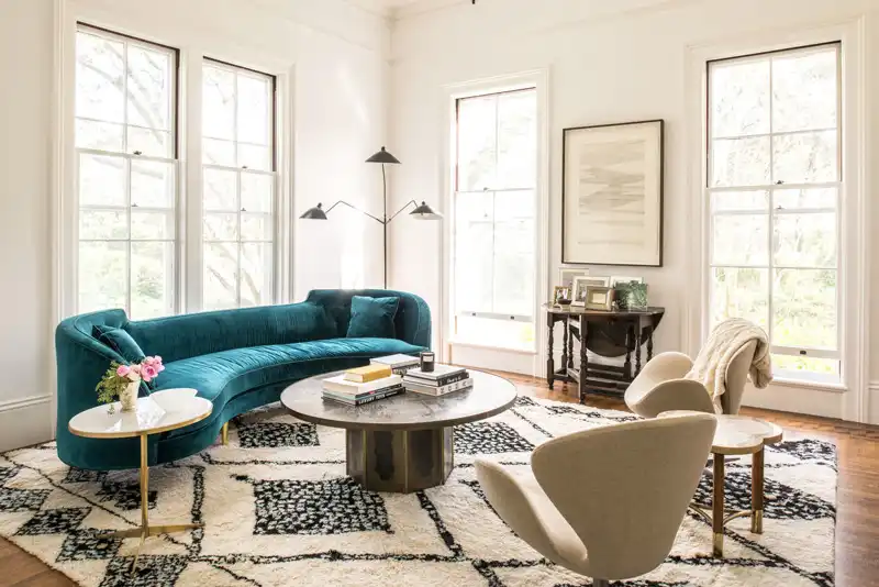 single accent curved sofa