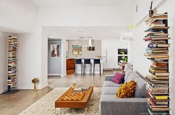 Small home library vertical storage