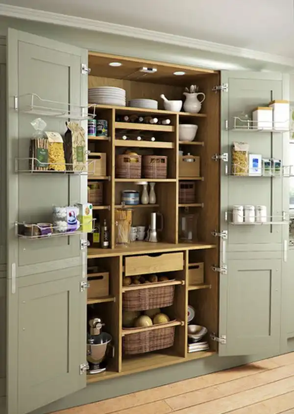 Space inside the pantry door storage
