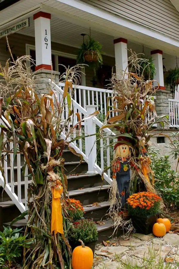 Corn Stalk Stair Display