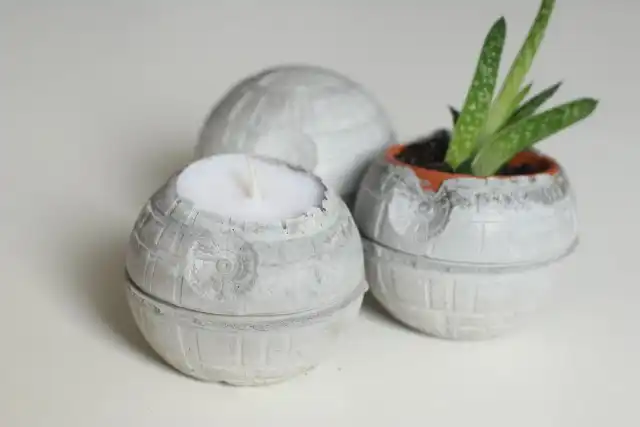 star wars concrete death star candles