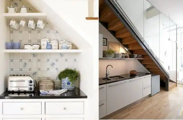 Storage ideas under stairs in kitchen