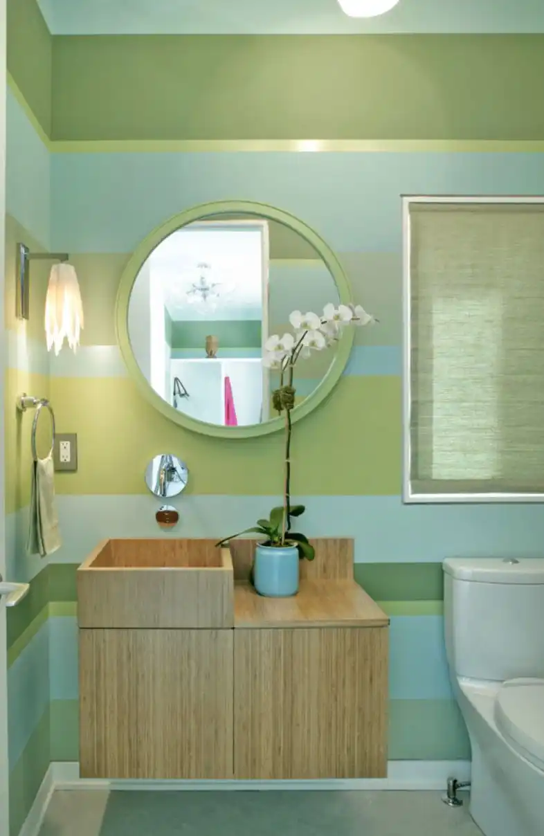 Striped green bathroom asian decor