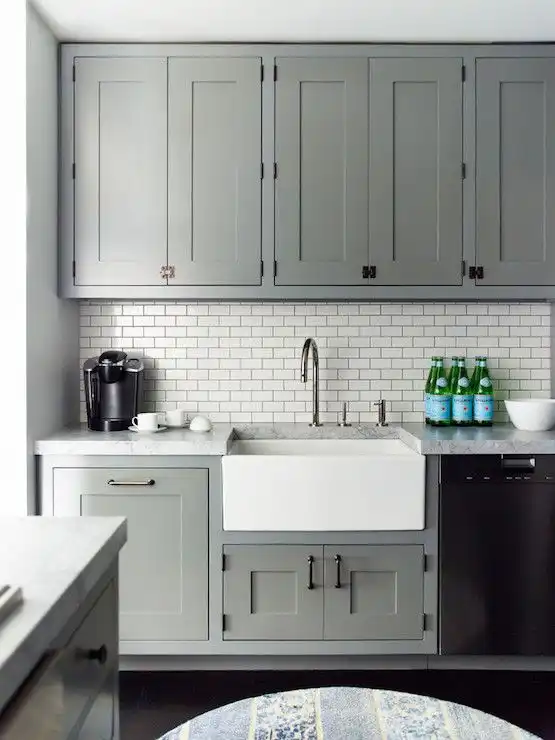 A Tiled Backsplash with Dark Grout