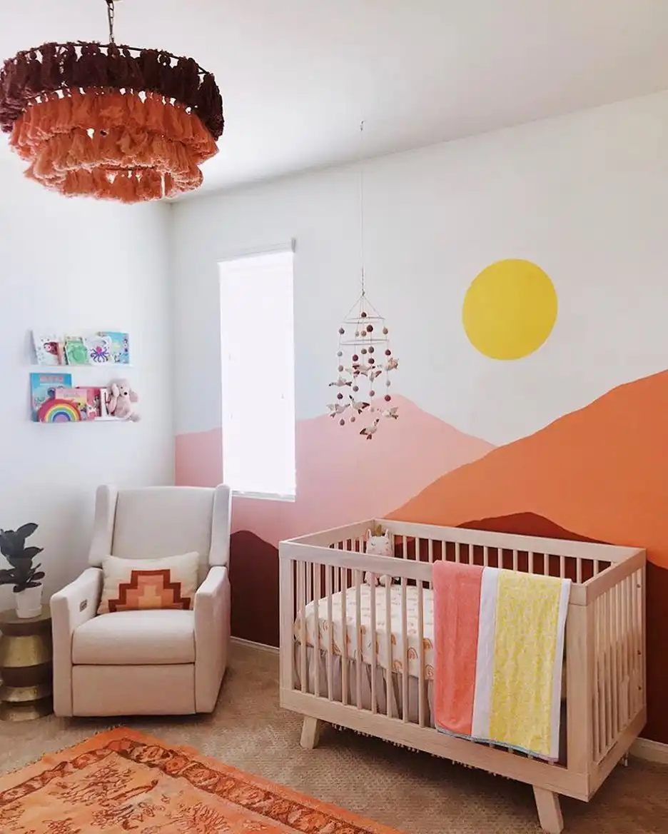 Sunset color pallet nursery room decor