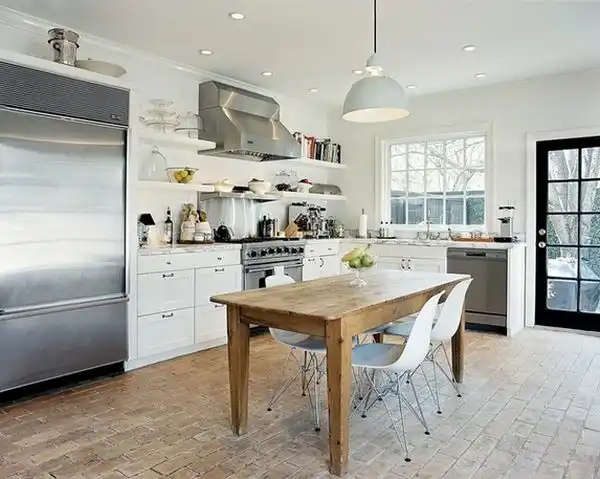 Swedish kitchen bricks floor