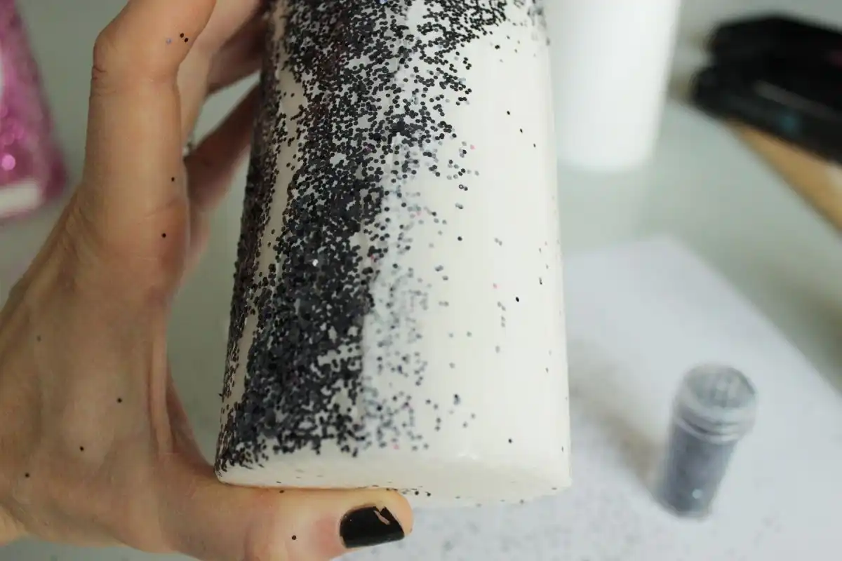 the glitter over your mod podged section