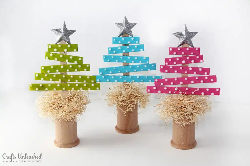 tiny Christmas trees from popsicle sticks