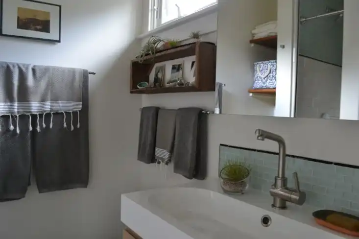Tiny cottage garage conversion bathroom