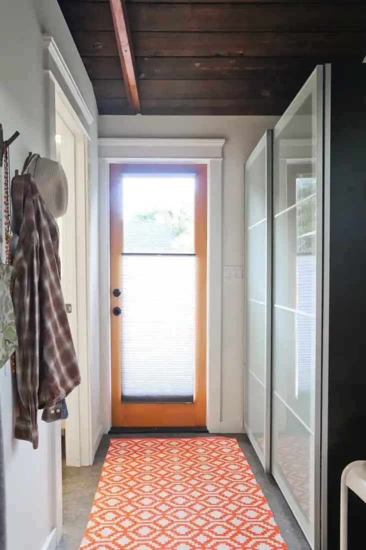 Tiny cottage garage conversion hallway