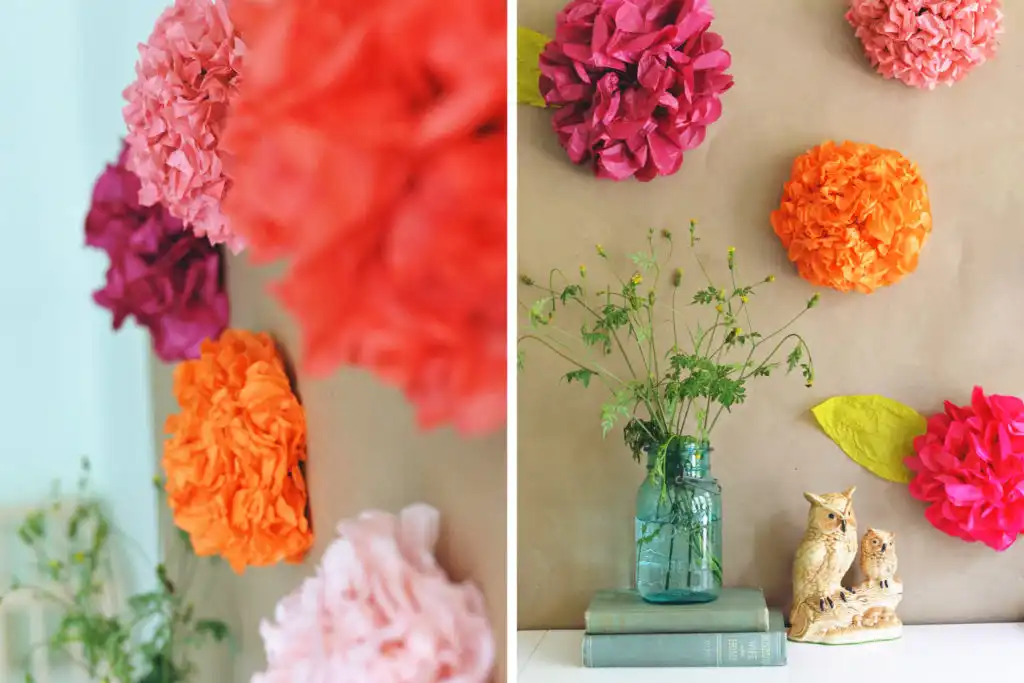 tissue paper flower backdrop