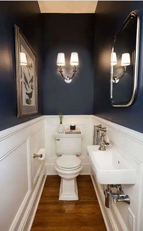 Toilet in narrow half bath