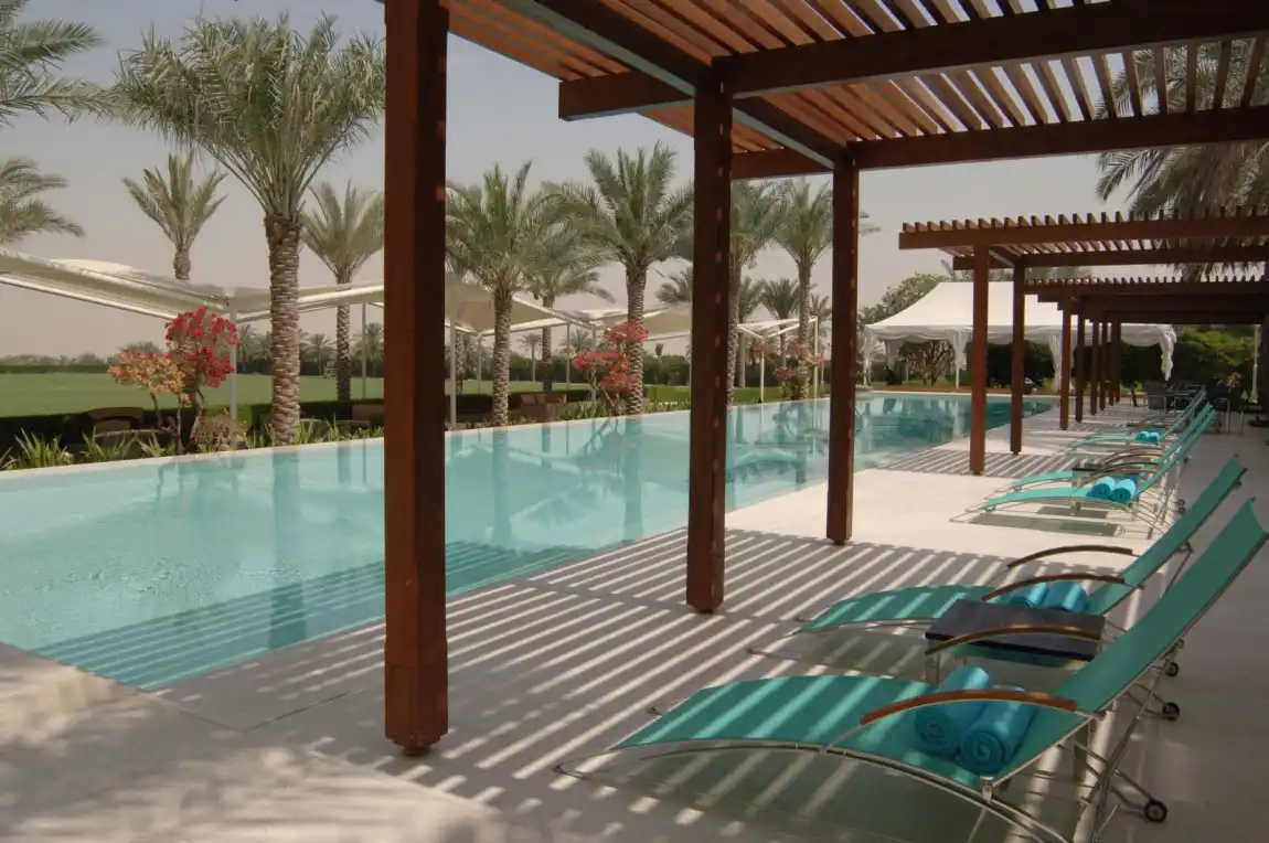 Traditional swimming pool pergola