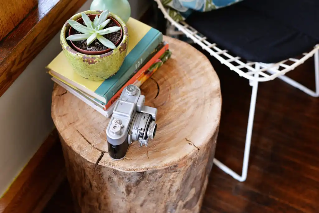 tree stump side table DIY