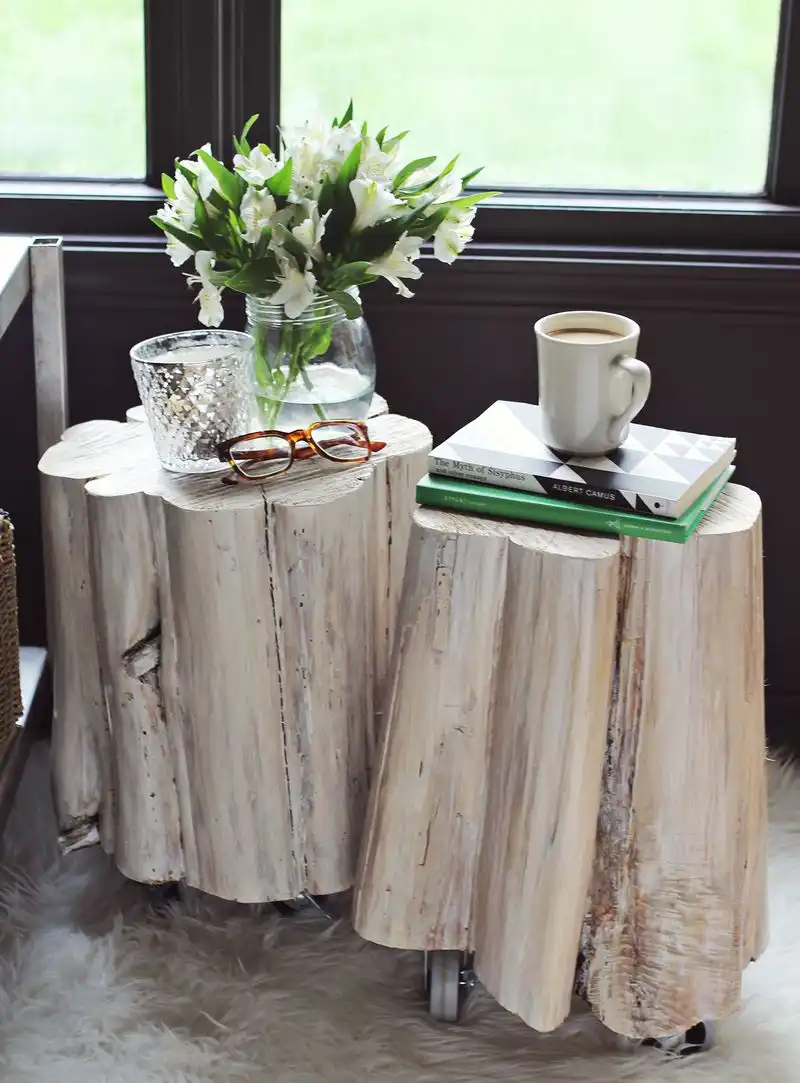 Tree stump side table