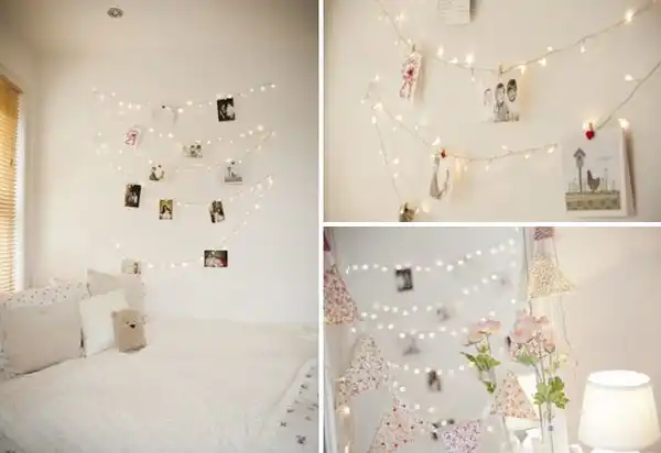 Wall haning lights above the bed