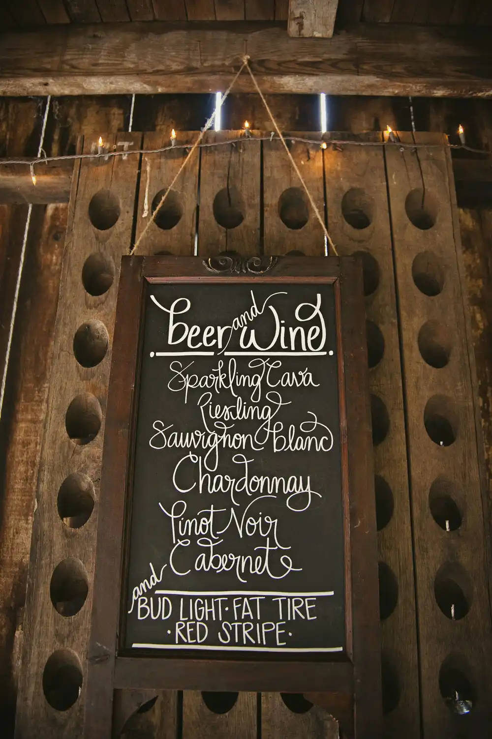 Hanging chalkboard menu