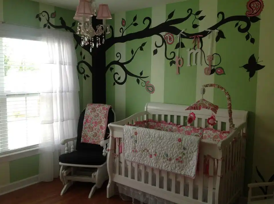 Whimsical green nursery theme