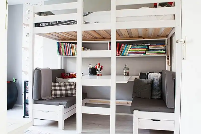 White combo loft and desk